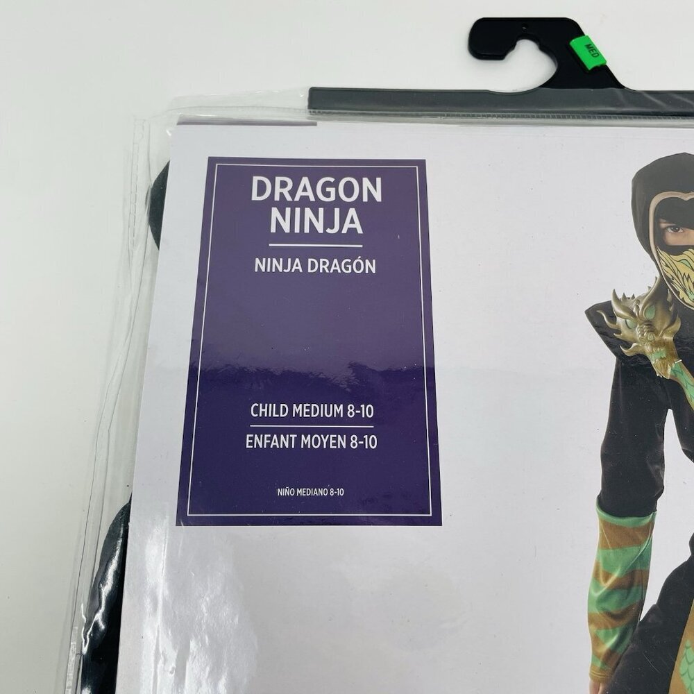 Dragon‎ Ninja Youth Child Boys Size Medium 8-10 Halloween Dress Up Costume Black - Picture 3 of 7
